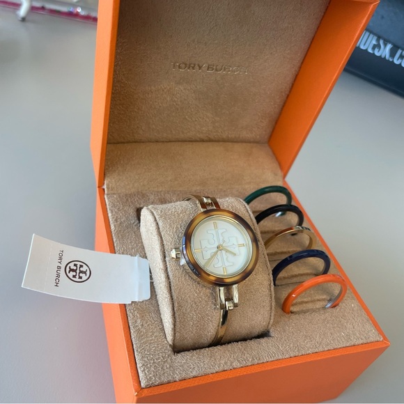 TORY BURCH GIGI BANGLE WATCH, MULTI-COLOR/GOLD-TONE, 27 MM Interchangeable Bands - Picture 8 of 14